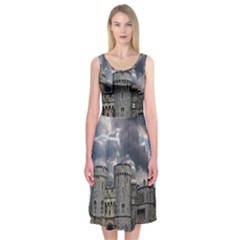 Castle Building Architecture Midi Sleeveless Dress by Celenk