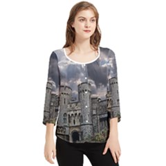 Castle Building Architecture Chiffon Quarter Sleeve Blouse by Celenk