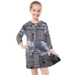 Castle Building Architecture Kids  Quarter Sleeve Shirt Dress by Celenk