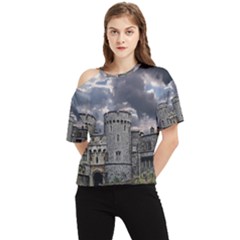 Castle Building Architecture One Shoulder Cut Out Tee by Celenk