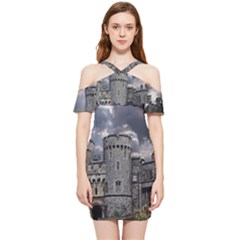 Castle Building Architecture Shoulder Frill Bodycon Summer Dress by Celenk