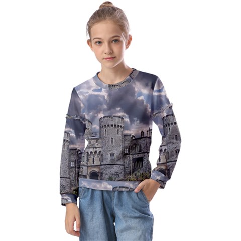 Castle Building Architecture Kids  Long Sleeve Tee With Frill  by Celenk