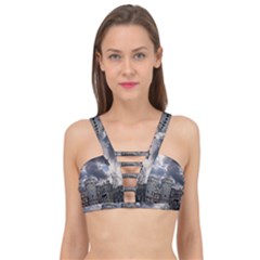 Abstract Wood Design Floor Texture Cage Up Bikini Top by Celenk