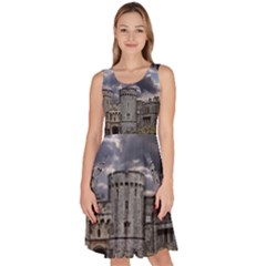 Abstract Wood Design Floor Texture Knee Length Skater Dress With Pockets by Celenk