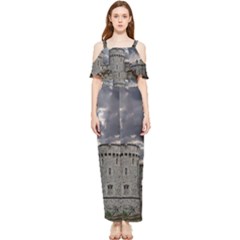 Abstract Wood Design Floor Texture Draped Sleeveless Chiffon Jumpsuit by Celenk