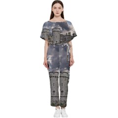 Abstract Wood Design Floor Texture Batwing Lightweight Chiffon Jumpsuit by Celenk