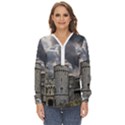 Abstract Wood Design Floor Texture Zip Up Long Sleeve Blouse View1