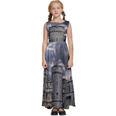 Abstract Wood Design Floor Texture Kids  Satin Sleeveless Maxi Dress by Celenk