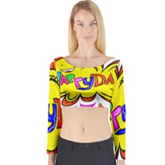 Abstract Wood Design Floor Texture Long Sleeve Crop Top by Celenk