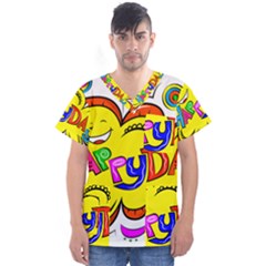 Abstract Wood Design Floor Texture Men s V-neck Scrub Top