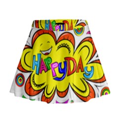 Happy Happiness Child Smile Joy Mini Flare Skirt by Celenk