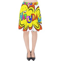 Happy Happiness Child Smile Joy Velvet High Waist Skirt by Celenk