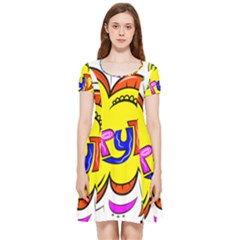 Abstract Wood Design Floor Texture Inside Out Cap Sleeve Dress