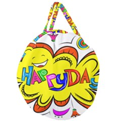 Happy Happiness Child Smile Joy Giant Round Zipper Tote