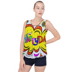 Abstract Wood Design Floor Texture Bubble Hem Chiffon Tank Top