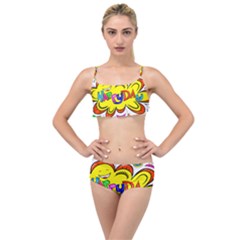 Abstract Wood Design Floor Texture Layered Top Bikini Set