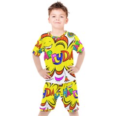 Abstract Wood Design Floor Texture Kids  Tee And Shorts Set