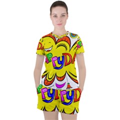 Abstract Wood Design Floor Texture Women s Tee And Shorts Set