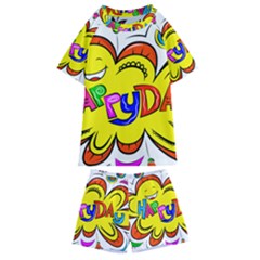 Abstract Wood Design Floor Texture Kids  Swim Tee And Shorts Set