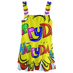 Abstract Wood Design Floor Texture Kids  Layered Skirt Swimsuit