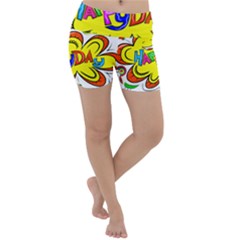 Abstract Wood Design Floor Texture Lightweight Velour Yoga Shorts