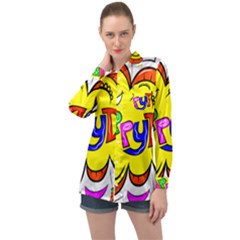 Abstract Wood Design Floor Texture Long Sleeve Satin Shirt