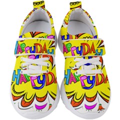 Abstract Wood Design Floor Texture Kids  Velcro Strap Shoes