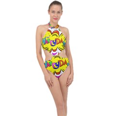 Happy Happiness Child Smile Joy Halter Side Cut Swimsuit