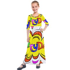 Happy Happiness Child Smile Joy Kids  Quarter Sleeve Maxi Dress