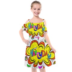 Abstract Wood Design Floor Texture Kids  Cut Out Shoulders Chiffon Dress