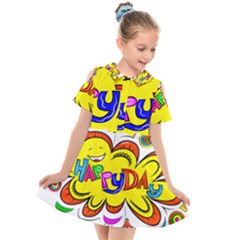 Happy Happiness Child Smile Joy Kids  Short Sleeve Shirt Dress