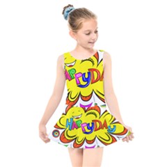 Happy Happiness Child Smile Joy Kids  Skater Dress Swimsuit