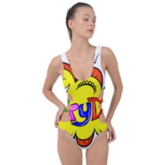 Abstract Wood Design Floor Texture Side Cut Out Swimsuit