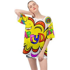 Happy Happiness Child Smile Joy Oversized Chiffon Top