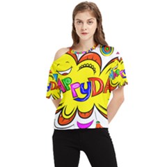 Abstract Wood Design Floor Texture One Shoulder Cut Out Tee