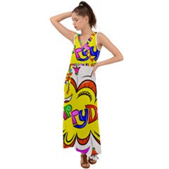 Happy Happiness Child Smile Joy V-neck Chiffon Maxi Dress