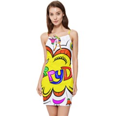 Abstract Wood Design Floor Texture Summer Tie Front Dress