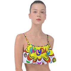 Happy Happiness Child Smile Joy Frill Bikini Top