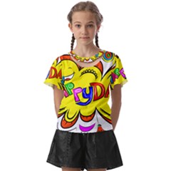 Abstract Wood Design Floor Texture Kids  Front Cut Tee