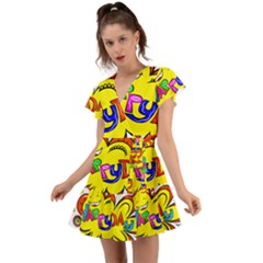 Happy Happiness Child Smile Joy Flutter Sleeve Wrap Dress