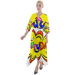 Happy Happiness Child Smile Joy Quarter Sleeve Wrap Front Maxi Dress