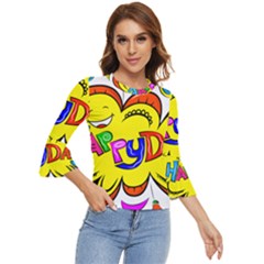 Abstract Wood Design Floor Texture Bell Sleeve Top