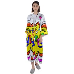 Happy Happiness Child Smile Joy Maxi Satin Kimono