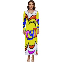 Abstract Wood Design Floor Texture Long Sleeve Longline Maxi Dress