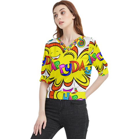 Happy Happiness Child Smile Joy Quarter Sleeve Blouse by Celenk