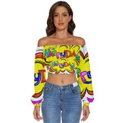 Abstract Wood Design Floor Texture Long Sleeve Crinkled Weave Crop Top by Celenk