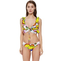 Happy Happiness Child Smile Joy Low Cut Ruffle Edge Bikini Set