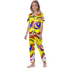 Happy Happiness Child Smile Joy Kids  Satin Short Sleeve Pajamas Set