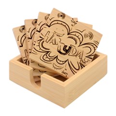 Abstract Wood Design Floor Texture Bamboo Coaster Set