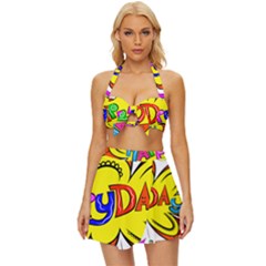 Happy Happiness Child Smile Joy Vintage Style Bikini Top And Skirt Set 